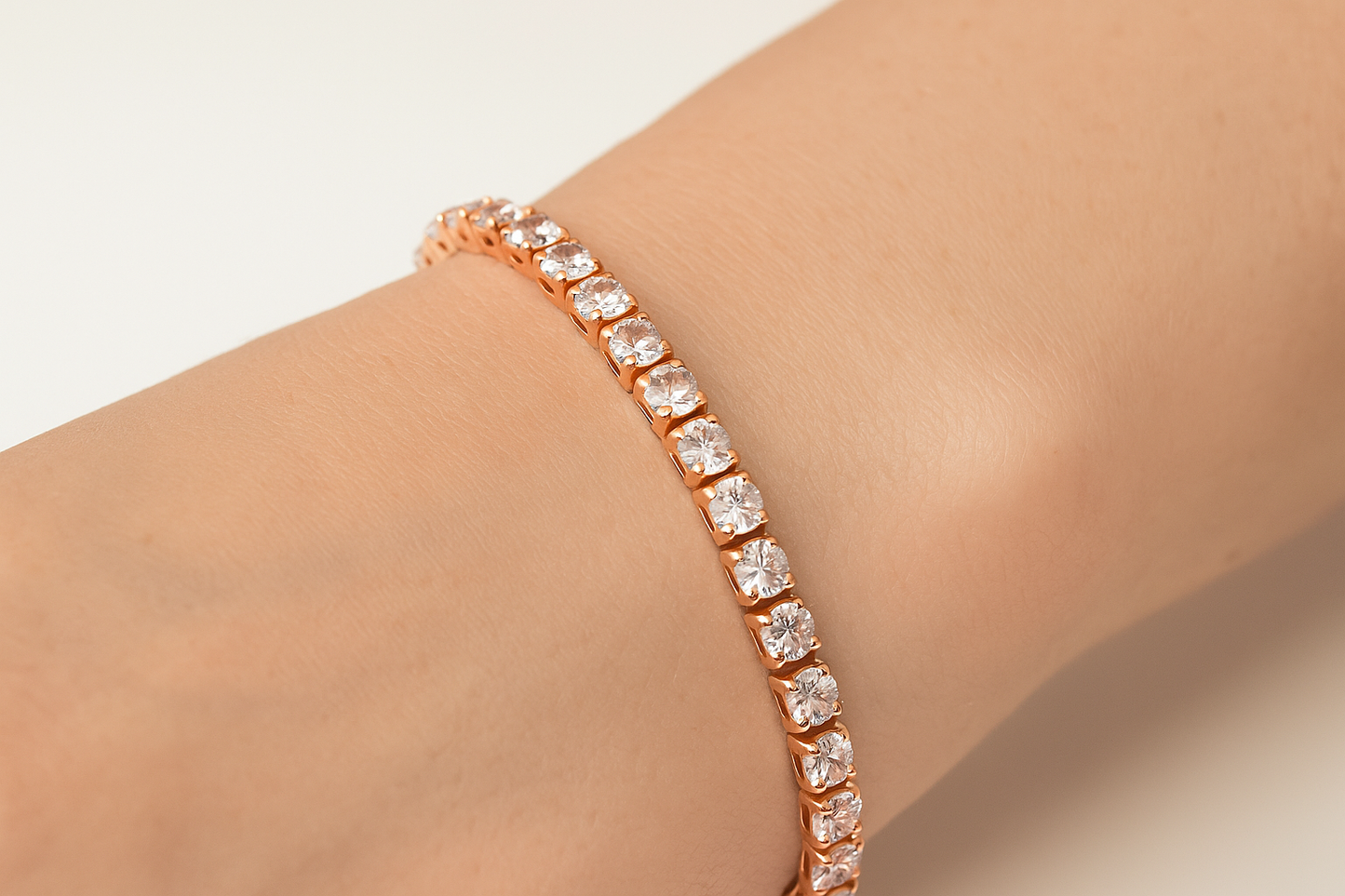 18K Rose Gold Plated Tennis Bracelet – Sparkling Elegance