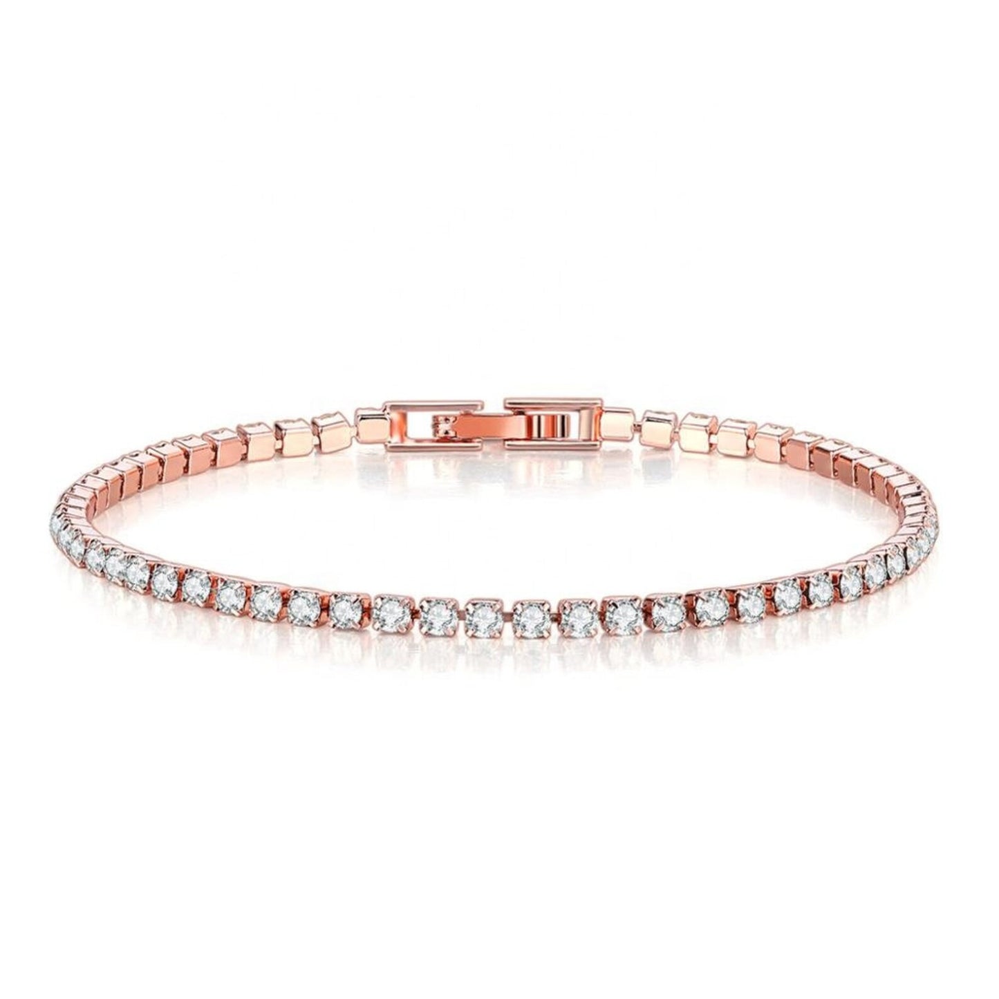 18K Rose Gold Plated Tennis Bracelet – Sparkling Elegance