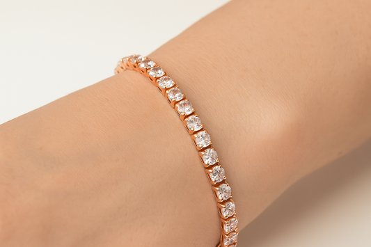 18K Rose Gold Plated Tennis Bracelet – Sparkling Elegance